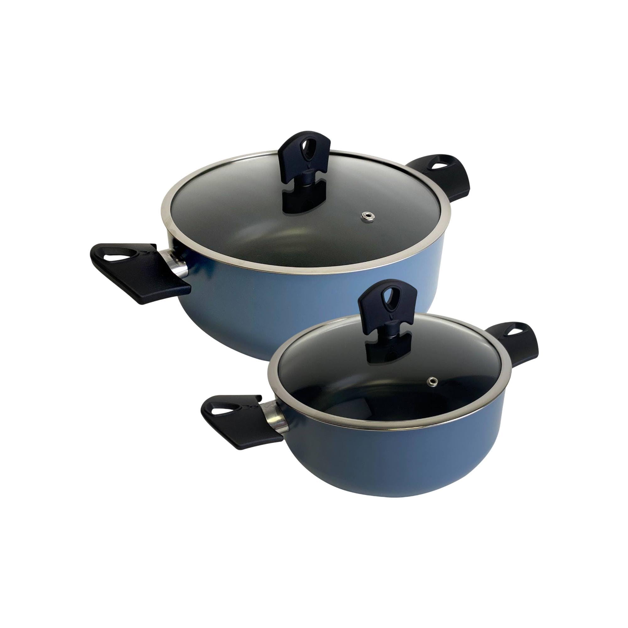 Set of 2 saucepans Ø20Ø24cm with lid in Pressed Aluminium Colour Blue NOIA San Ignacio