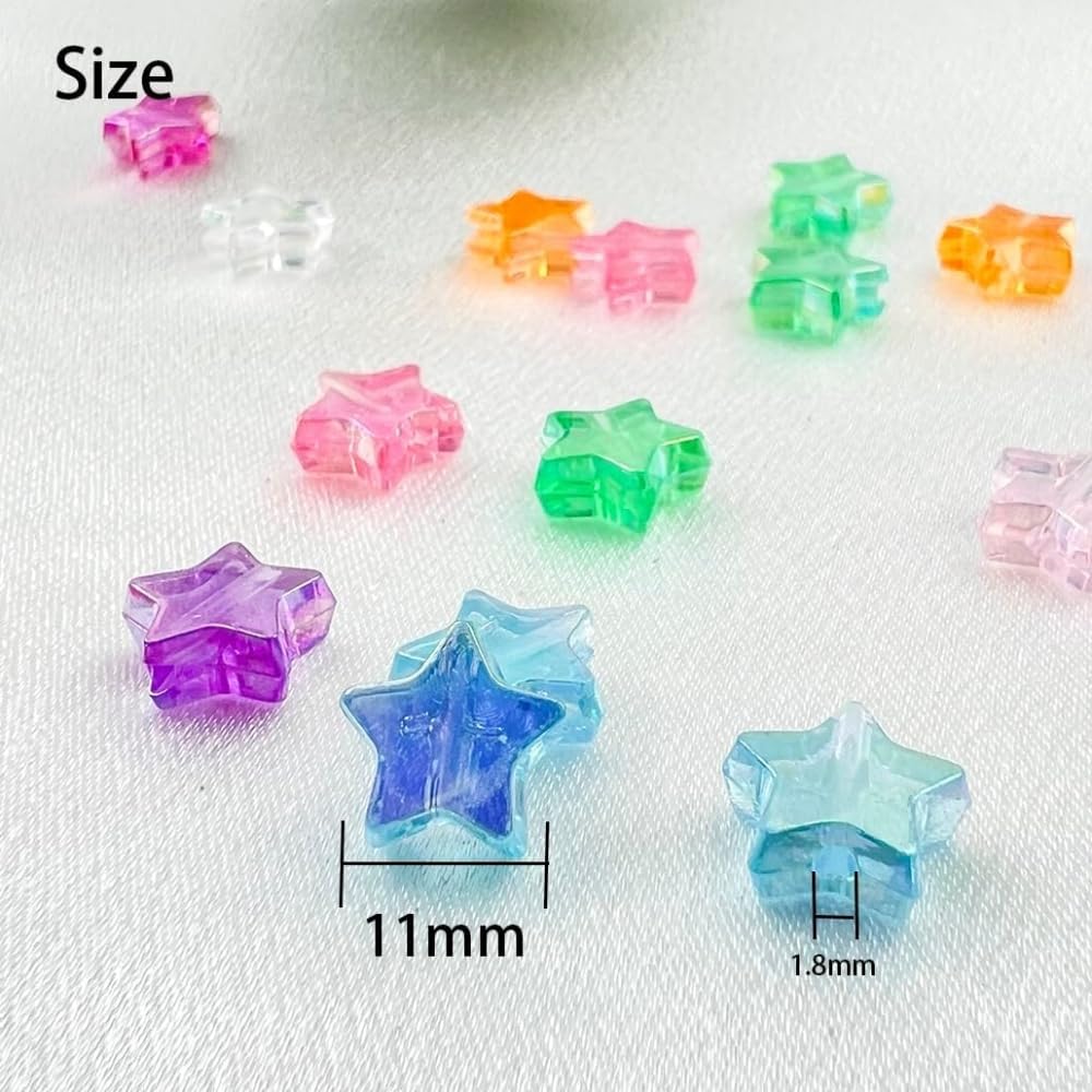 450 PCS Acrylic Star Shape Beads AB Colors Loose Pony Spacer Beads with Hole for Jewelry Making Necklace Earring Key Chains DIY Projects(Deep Pink AB) image 4