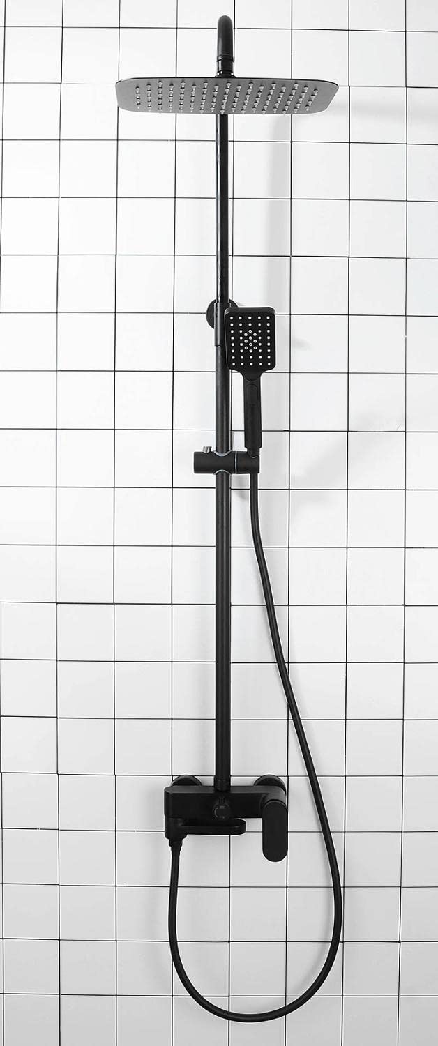 Ensemble de douche de salle de bain noir anti-calcaire à fixation murale - 4