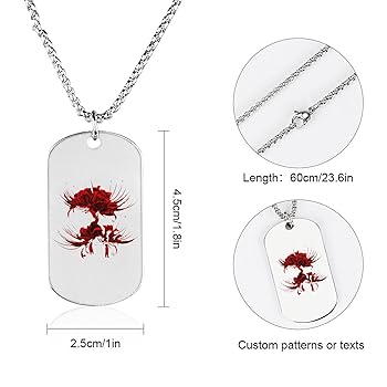 彼岸花 925シルバー 長方形ペンダントネックレス Hizm 選べる3種 彼岸花 札形 プレート M ネックレス (チェーン
