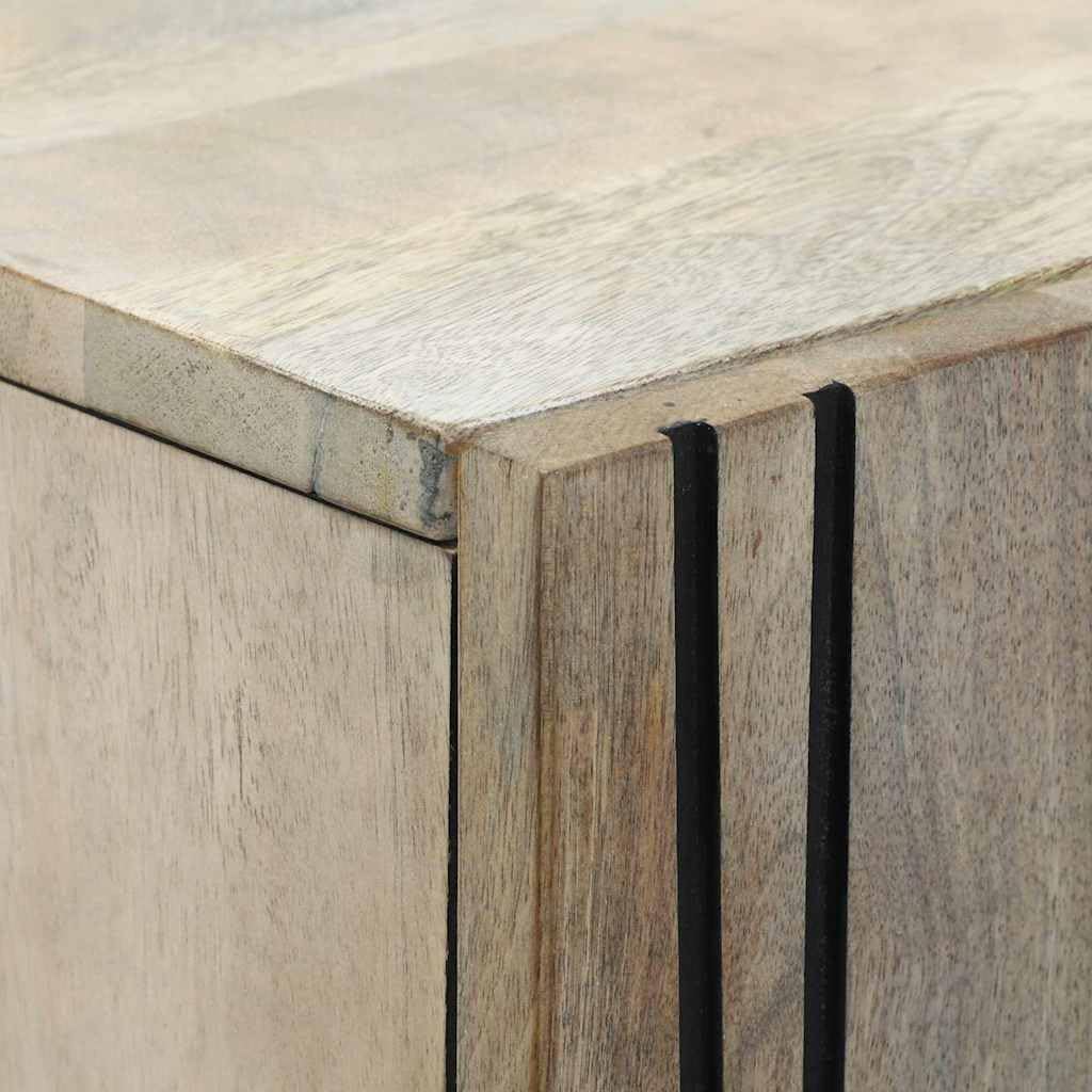 Générique Credenza Legno Mango Massiccio Bianco E Nero | Vasellame spazioso da parete per salotto o sala da pranzo