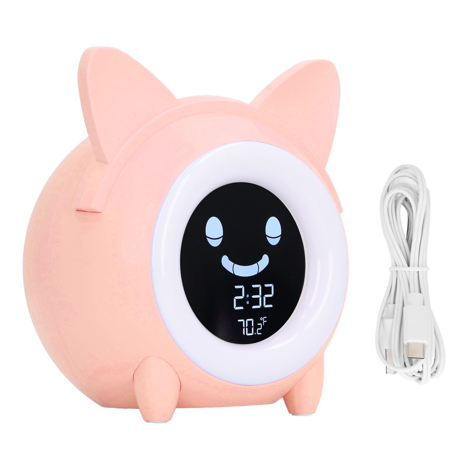 Réveil Chat de Dessin animé, Chronométrage Numérique au Design Adorable avec Veilleuse pour l'entraînement au Sommeil des Enfants (Pink)
