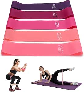 Resistance Exercise Bands Set Of 5 - 12" X 2" Loops, Varying Resistance Levels For Home Fitness & Strength Training