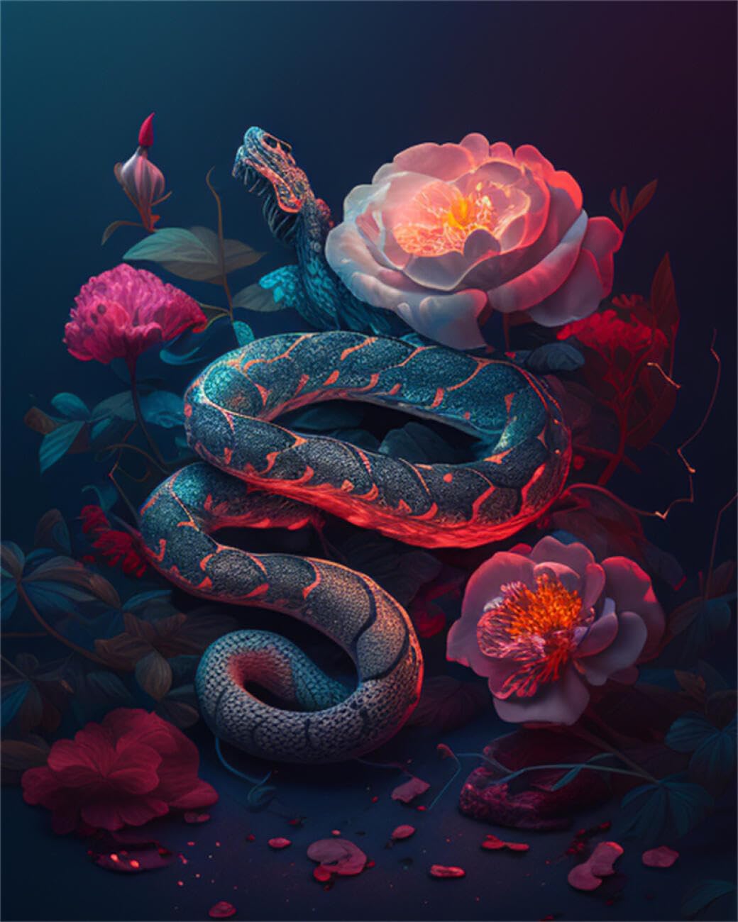 RKFLGEW DIY Seed Bead Embroidery Kits Colorful Snake 40x50cm