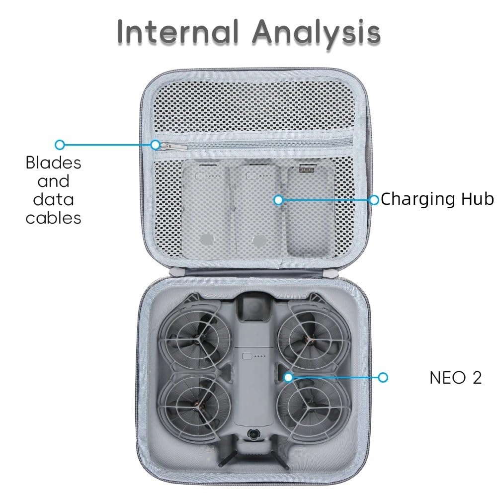 Compatibile con DJI Neo 2 Custodia rigida antideflagrante | Scocca ad alta resistenza, design interno ammortizzante, per trasporto sicuro esterno(DRONE BAG)