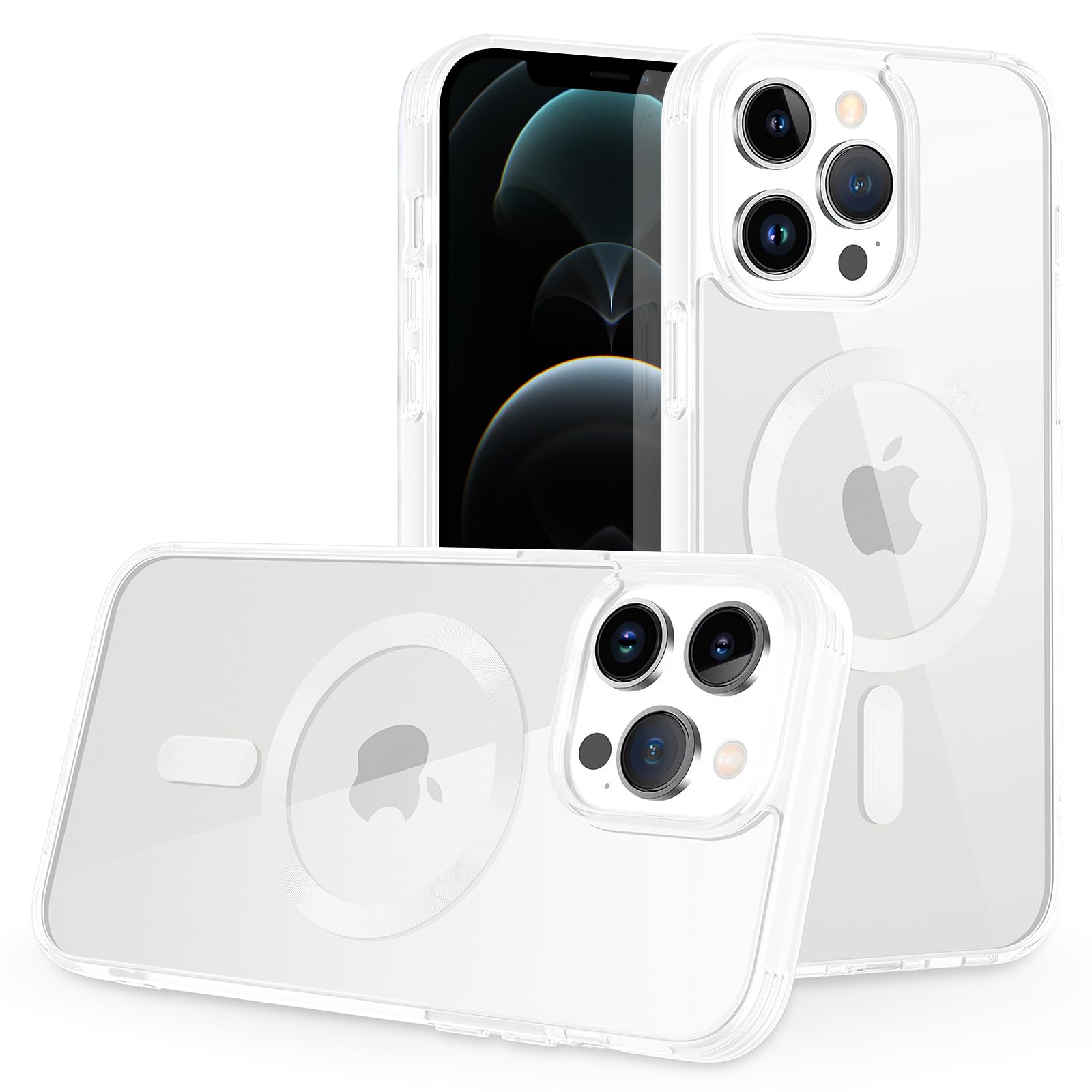 UCHUANG for iPhone 12/12 Pro Case Cove with MagSafe, [Oil-Proof] [Non-Yellowing] Magnetic Clear Slim Phone Case Bumper Thin Cover for Apple iPhone 12/12 Pro 6.1 inch - White