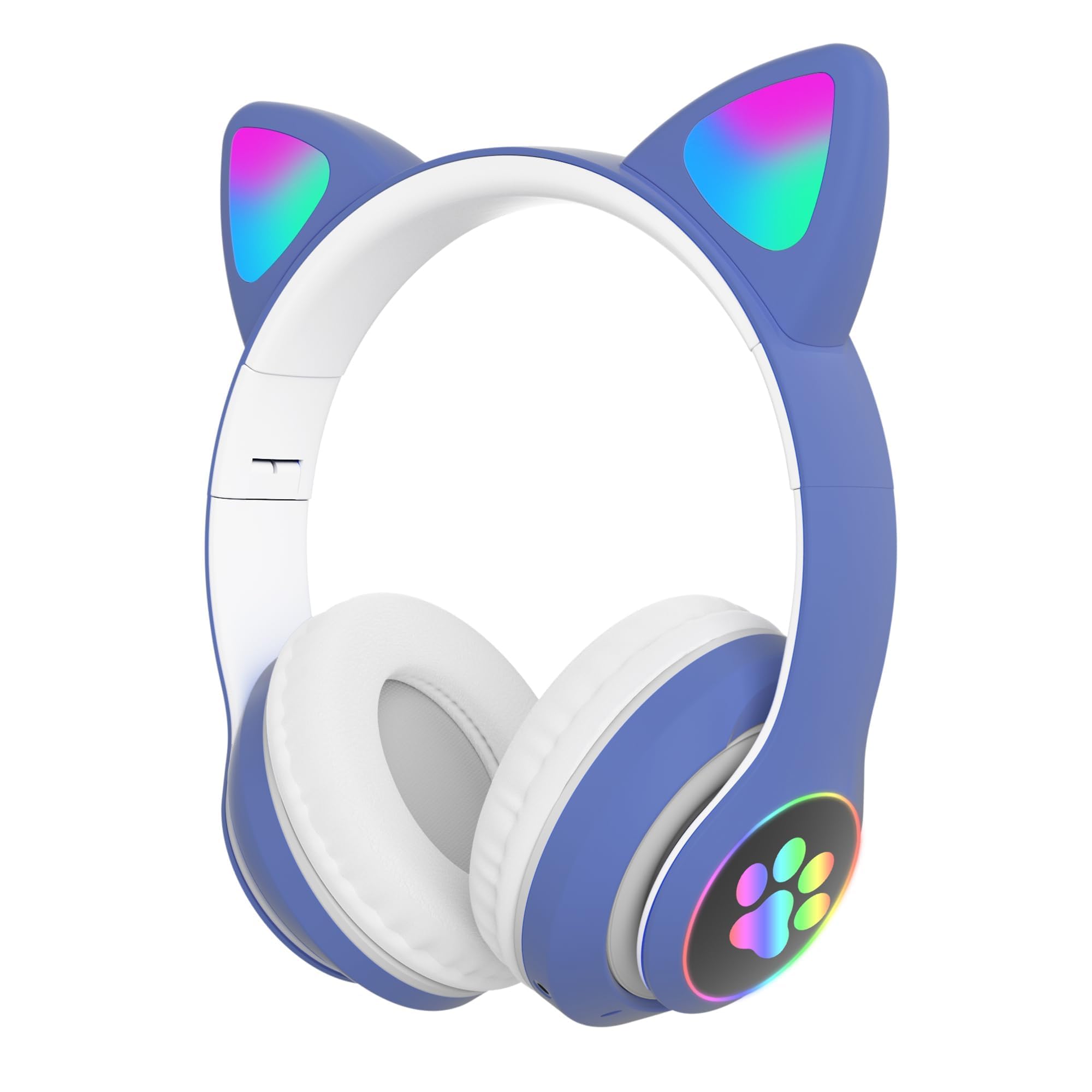 Happy Hues® Wireless Headphones- Cute Cat Ear Headset with LED Lights, Noise Cancelling Stereo Gaming Headphones, Fashion Bluetooth (5.0) Headset Wearing for Kids and Adults (Blue) (B0CB4G9D9T) Amazon Price History, Amazon Price Tracker