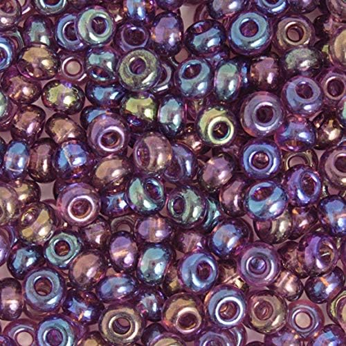 Czech Glass Seed Beads 2/0 (6.1mm Diameter) Transparent Amethyst AB DIY Jewelry Making Beads - 500g Bulk Bag by Preciosa (Jablonex)