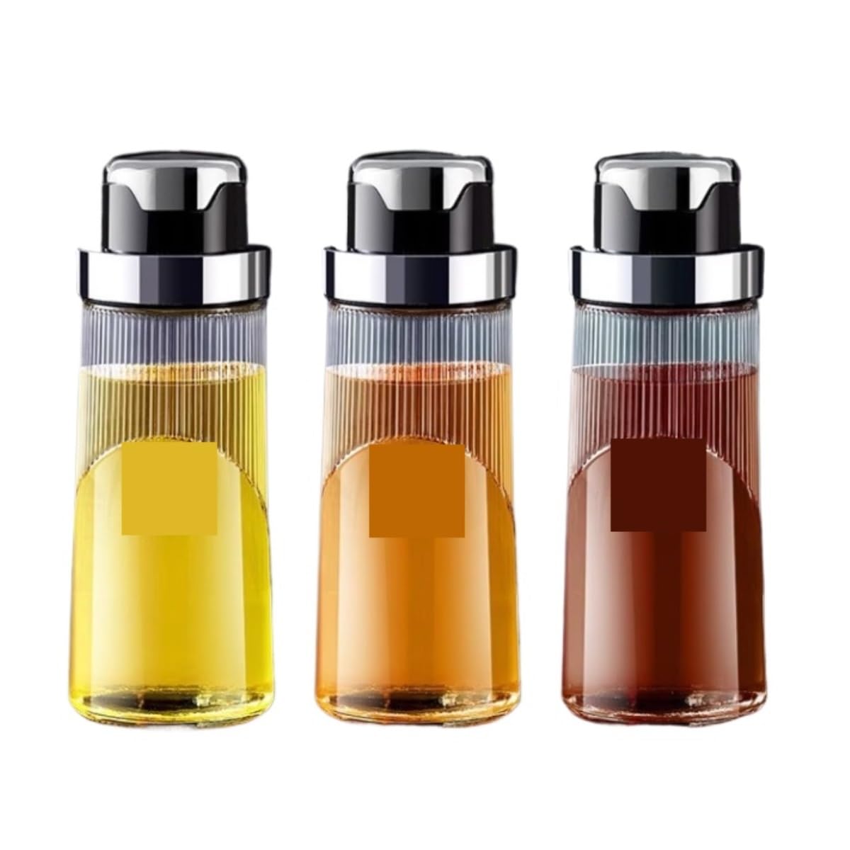 Set Olio Aceto Bottiglia di Condimento for Salsa Soia E Aceto Olio Sesamo for Uso Domestico Piccola Pentola for Set da 3 Pezzi Bottiglie(Blue,Silver,19.5cm)