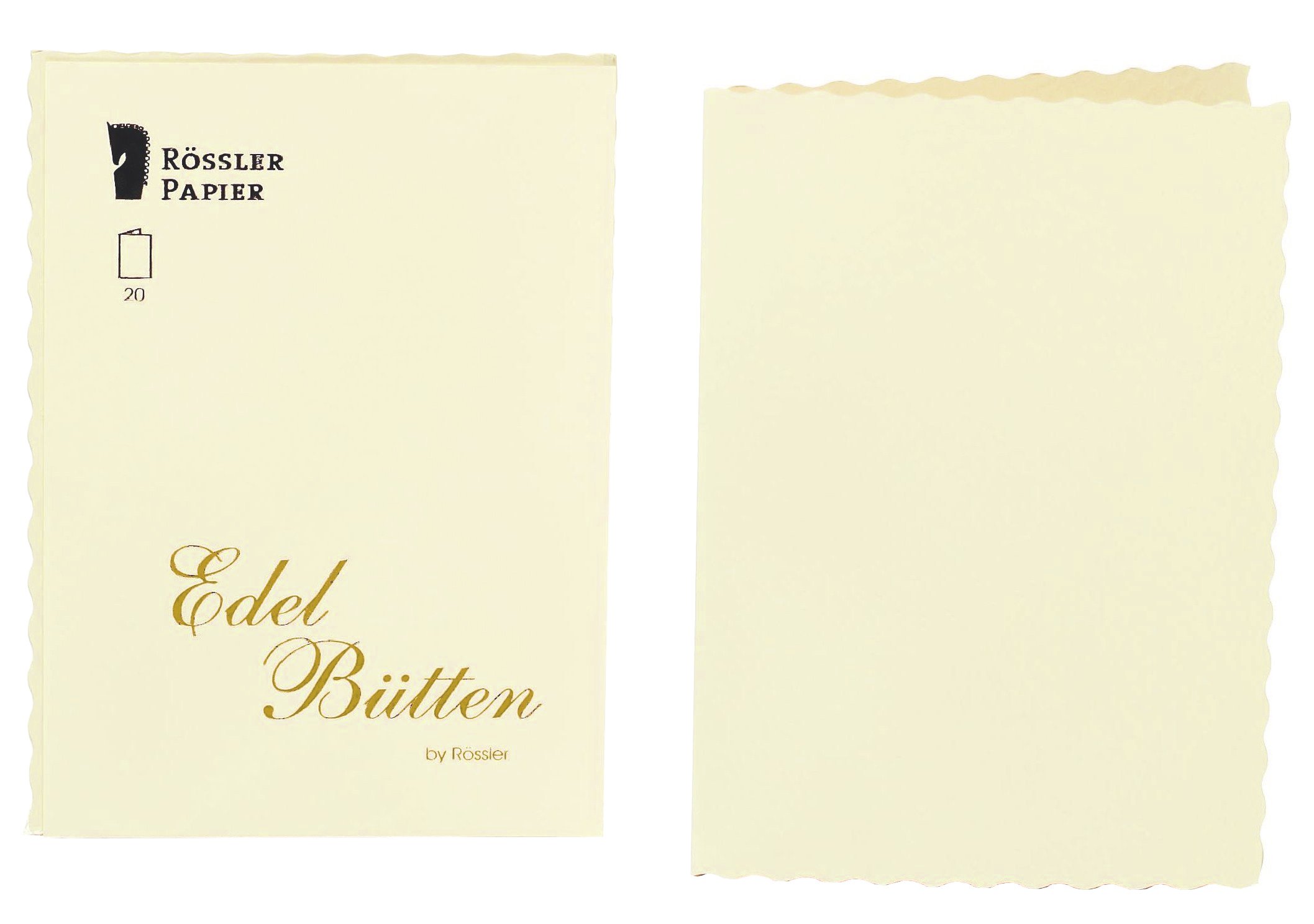 Rössler Papier 2160388803 - Dubbele kaarten DIN A6, gehamerd, 20 stuks, ivoor