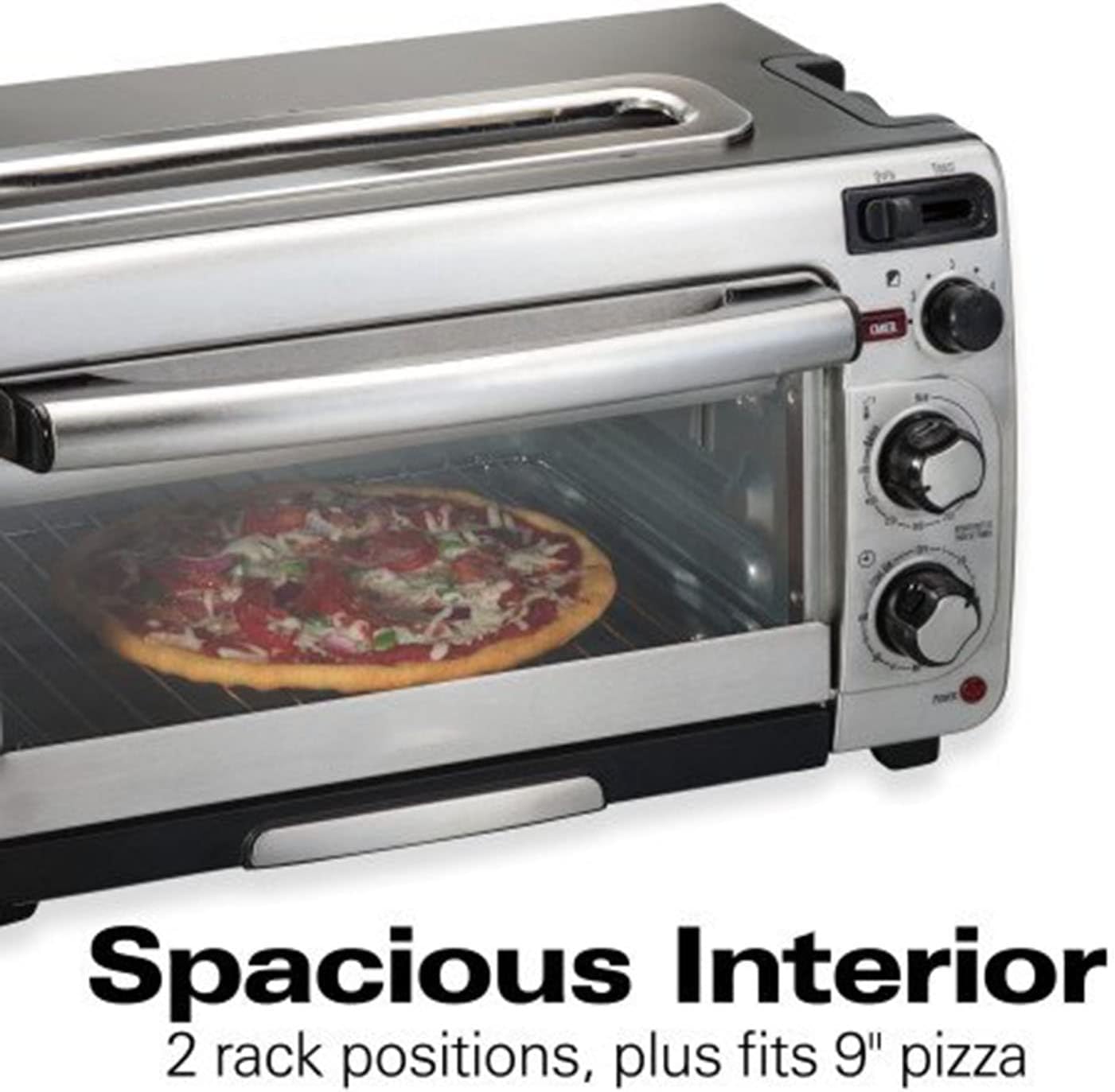 2-in-1 Countertop Oven and Long Slot Toaster, Stainless Steel, 60 Minute Timer and Automatic Shut Off
