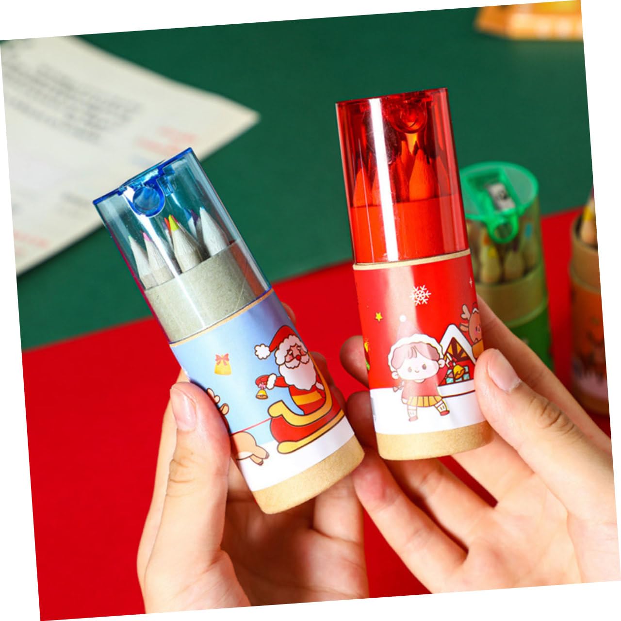 5 Ensembles Crayons De Couleur Pratiques 12 Crayons De Couleur Crayons De Noël Avec Gomme Pour Enfants Pour Enfants Crayons De 4 boîtes * 5
