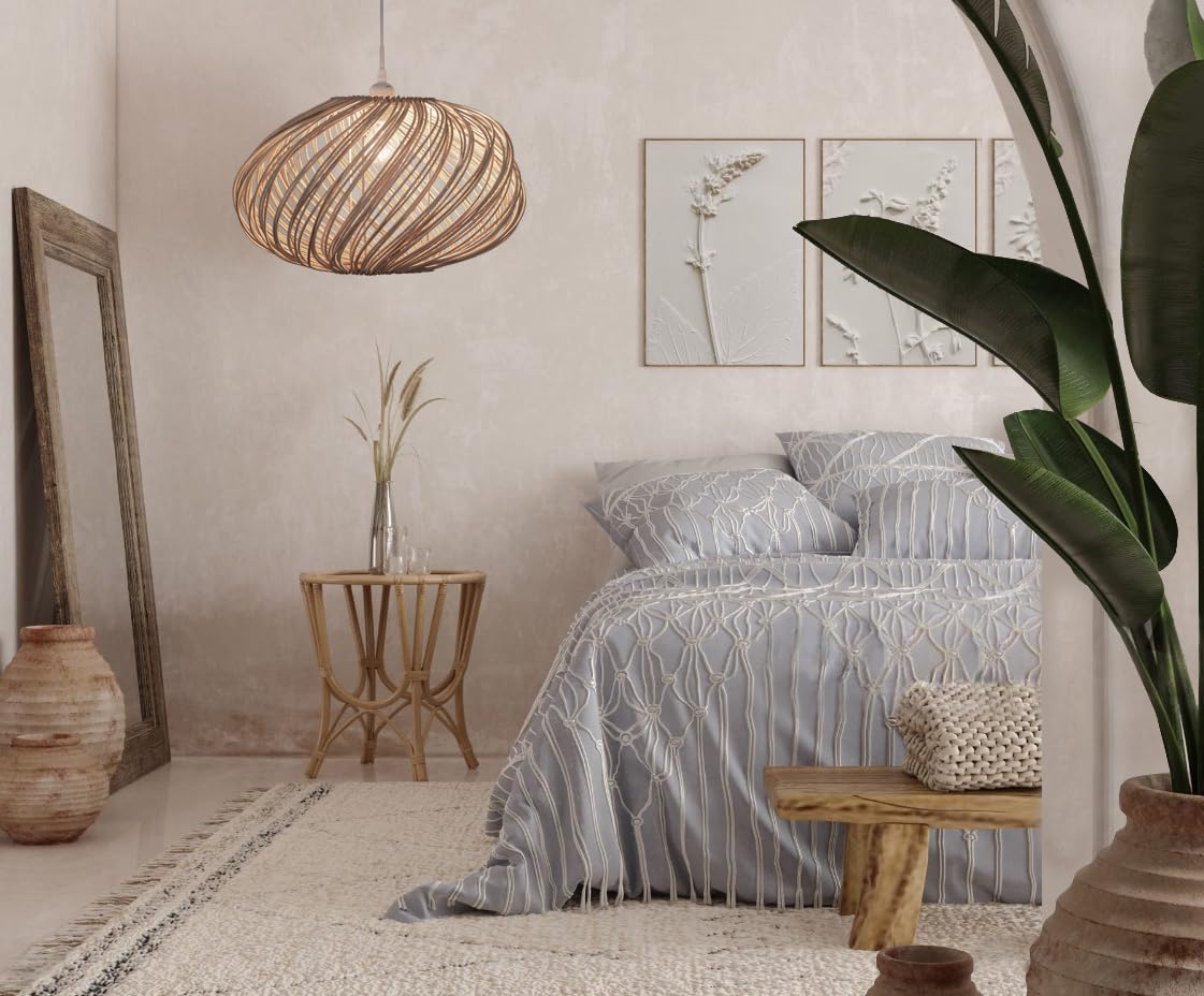 Maison d'Ailleurs - Paralume in rattan naturale, diametro 45 cm, non elettrificato, lampada a sospensione in stile bambù per soffitto, lampadario o lampada da terra