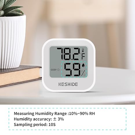 Digital Hygrometer Thermometer for Room Temperature Humidity Meter Indoor Thermometer Accuracy Calibration LCD Temperature Sensor, Bedroom, Baby Room, Office, Greenhouse, Cellar