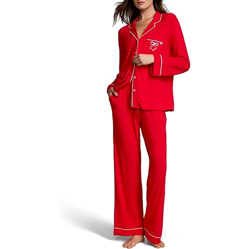 Victoria's Secret Modal Pajama Set, Long Sleeve Shirt and Pants, Pajamas for Women, Lipstick Bow, M