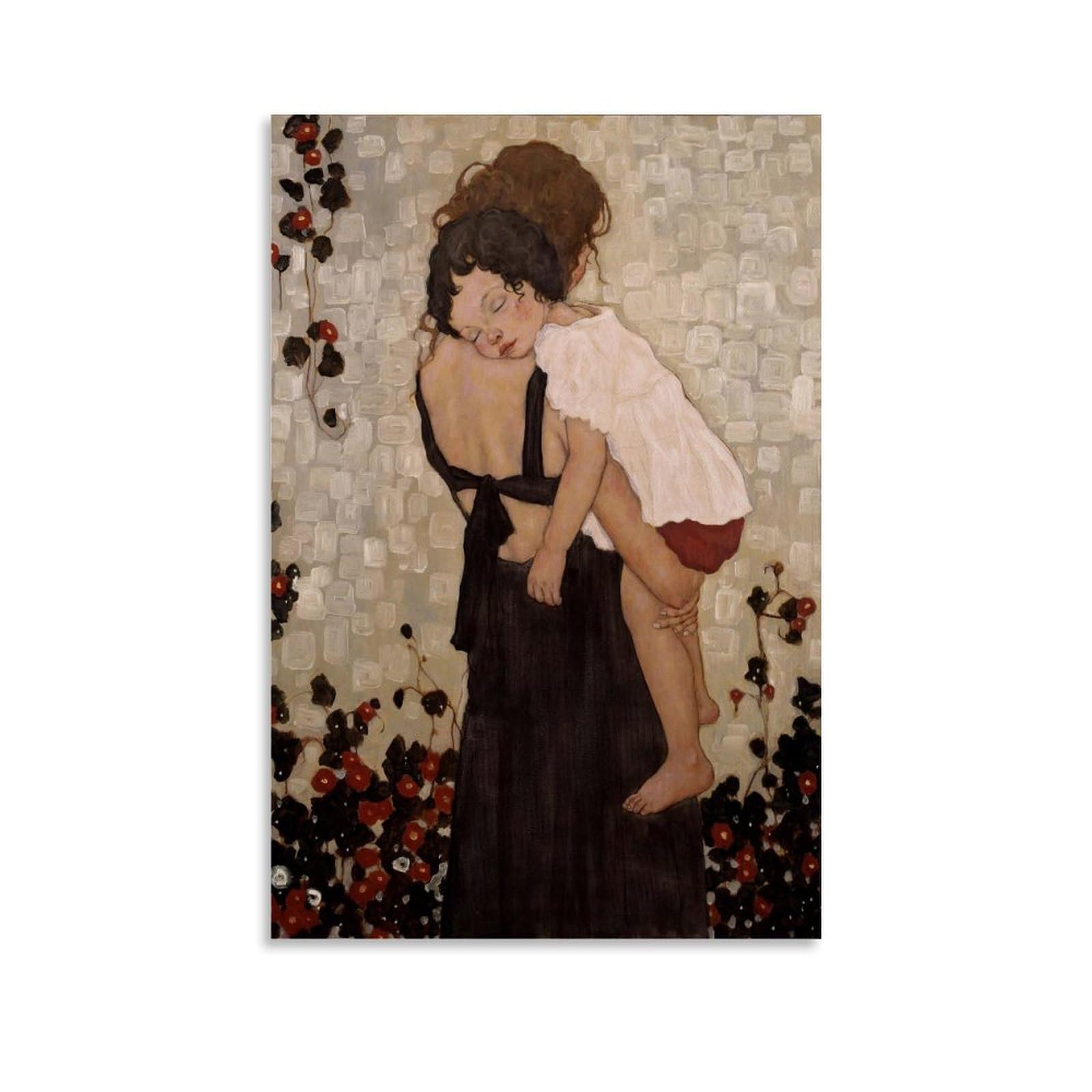 Dubom Unframe-Style Gustav Klimt Painter Work（A Mother Holding A Child） Poster Decorative Painting Canvas Wall Art Living Rooms Bedroom Painting 16X24inch(40X60cm)