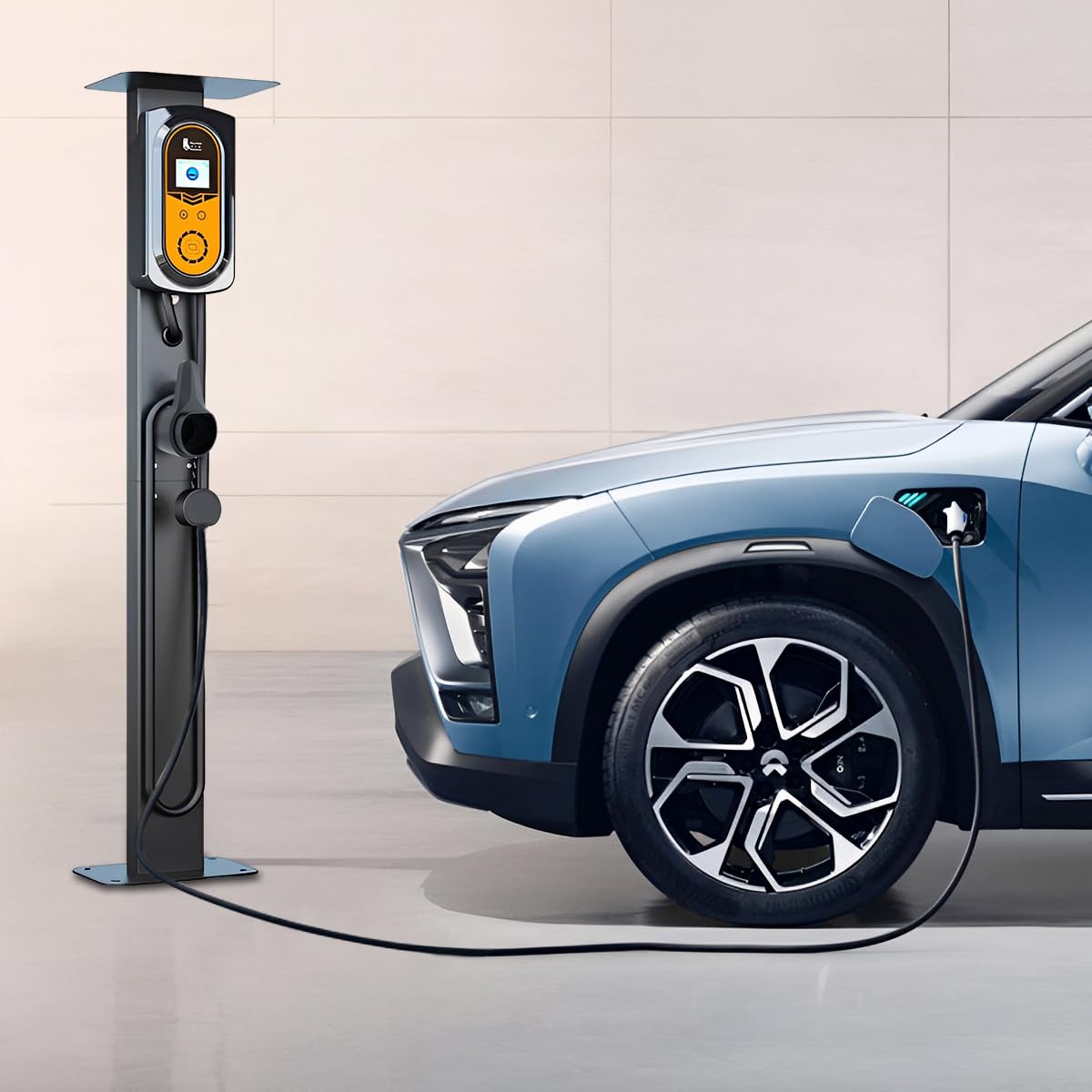 JAOGAUS Soporte para Cargador de Vehículos Eléctricos para Exteriores | Compatible con Tesla Conector y Cargador, Cubierta Protectora Contra la Intemperie, Estaciones de Carga Vehículos Eléctricos