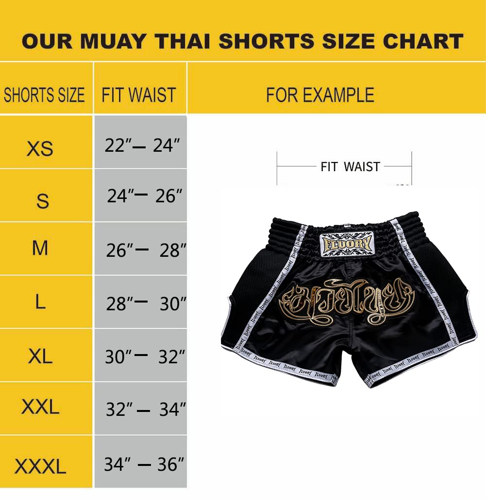 FLUORY Muay Pantaloncini da Combattimento tailandesi, Pantaloncini MMA Abbigliamento Allenamento Cage Fighting Grappling Arti Marziali Kickboxing Shorts Abbigliamento