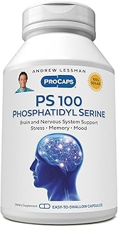 ANDREW LESSMAN PS 100 Phosphatidyl Serine - 30 Capsules - Supports Brain and Nervous System, Memory, Cognitive Function. Essential for Neurotransmitter Production and Release. No Additives