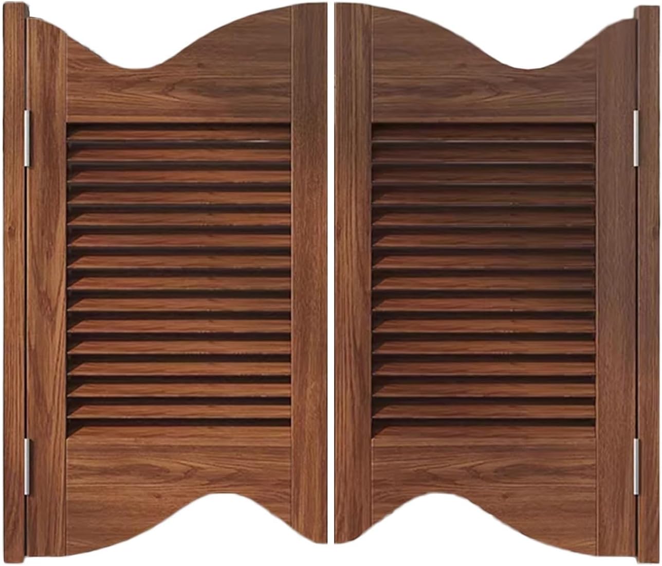 Swinging Doors Cafe Doors,Indoor Premade Louvered Swing Door,Auto Close Fence,with Stainless Steel Hinges,for Bar Counter Kitchen Stairs(Brown,90x100cm)