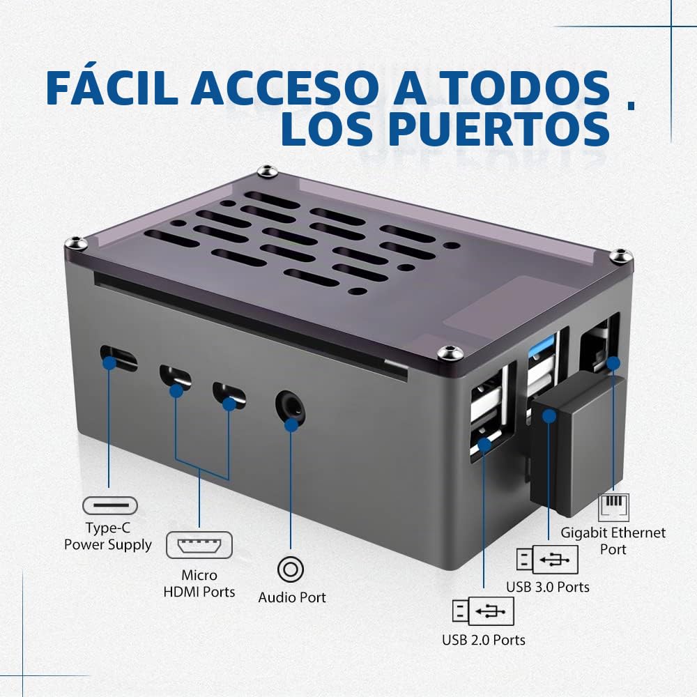 GeeekPi Carcasa NAS de Aluminio para Raspberry Pi 4 con Ventilador PWM y Adaptador M.2 SATA SSD - Refrigeración Pasiva con Ventilador Ultra Silencioso 3510 para Modelo B 2GB 4GB 8GB