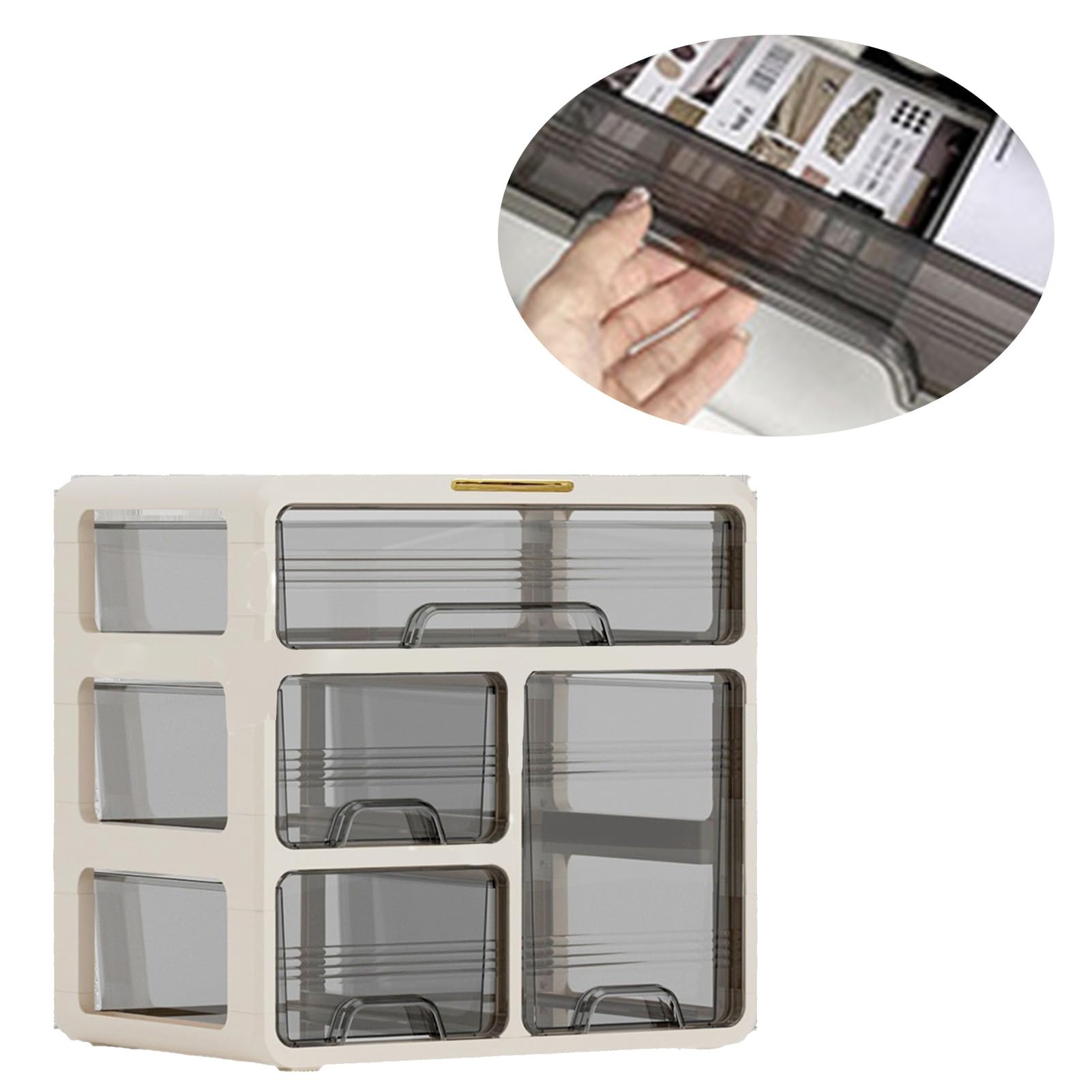 Qcwwy Organizzatore da Scrivania con Cassetto Scatola Portaoggetti da Tavolo in Plastica per Forniture per Ufficio, Cosmetici, Articoli di Cancelleria, Organizzazione Domestica (3 livelli)