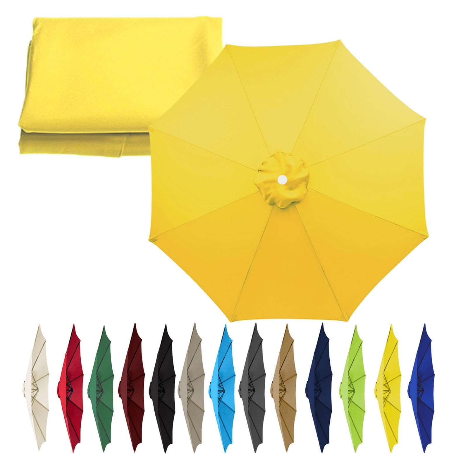 Umbrella Canopy Replacement 200cm-6 Arms 270/300cm-6/8 Arms 300cm-6/8 Arms, Patio Umbrella Replacement Cloth, Uv-Resistant, Waterproof, Washable, Easy To Install(Color:Yellow,Size:6 ribs-2m(6.5ft)) — image 1