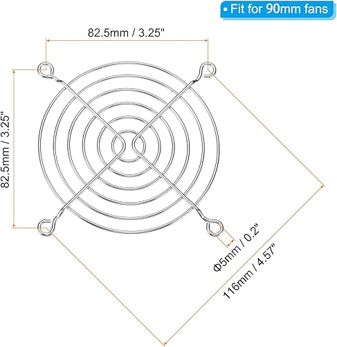 Miniatura 2 de PATIKIL Parrilla de dedo para ventilador de 3.543 in, paquete de 4 protectores de parrilla de acero inoxidable 304 para ventiladores de 3.543 x