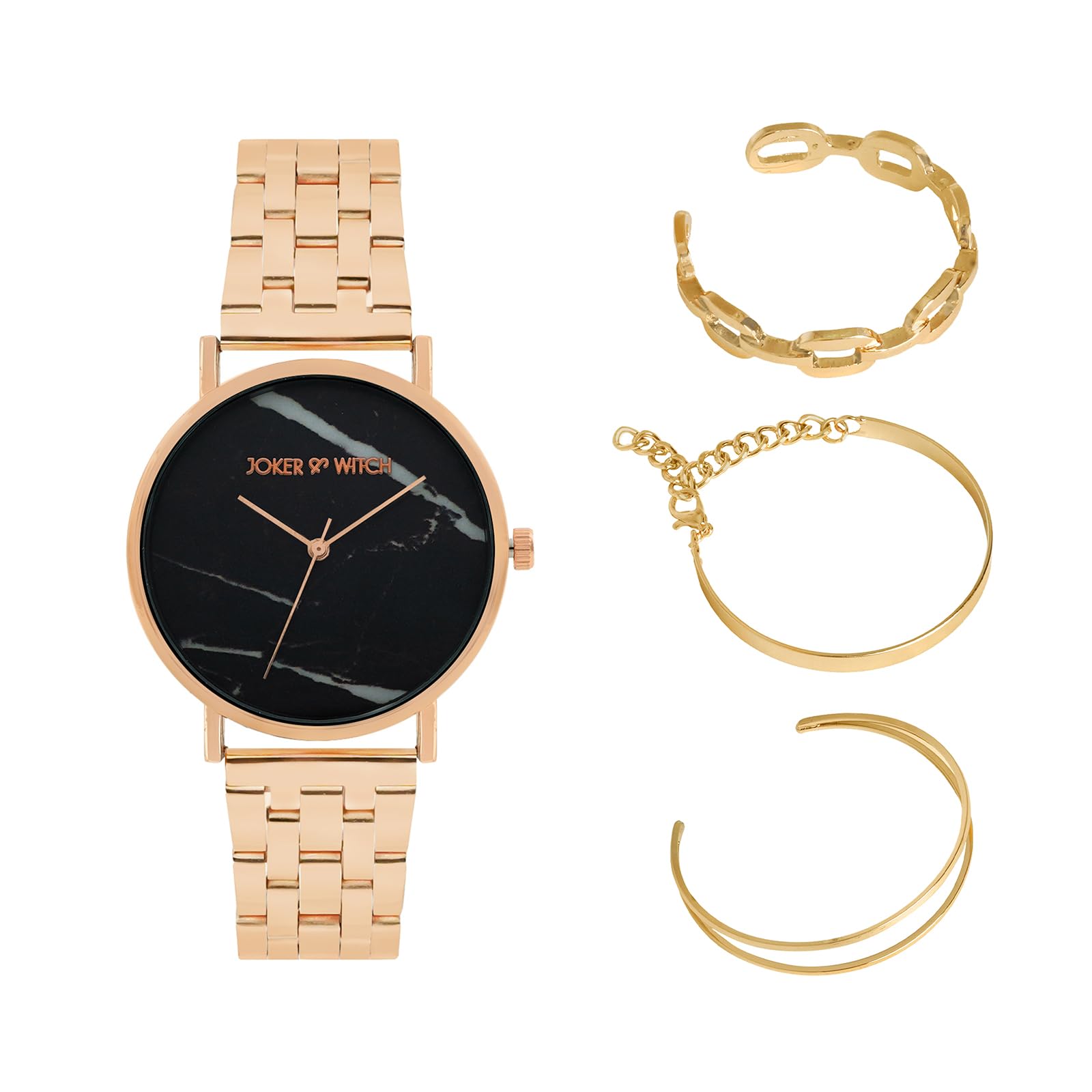 Joker & Witch Stainless Steel Women Autumn Analog Watch Bracelet Stack, Black Dial, Rose Gold Band (B0C7L9MRR9) Amazon Price History, Amazon Price Tracker