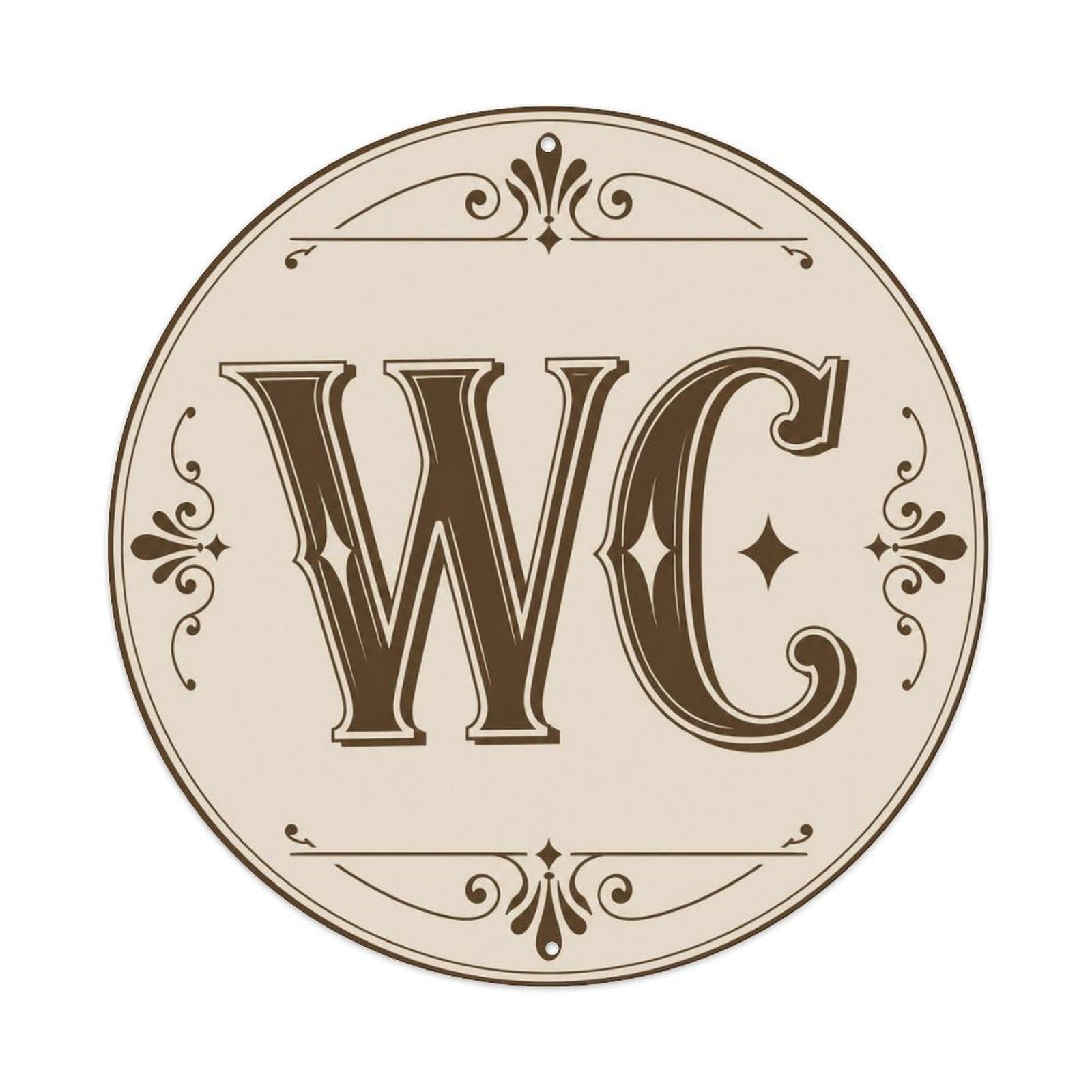 Olyhtr 8X8inch Classic Style Brown Restroom Symbol Wc Screenprint Icon Classic Badge Metal Tin Sign