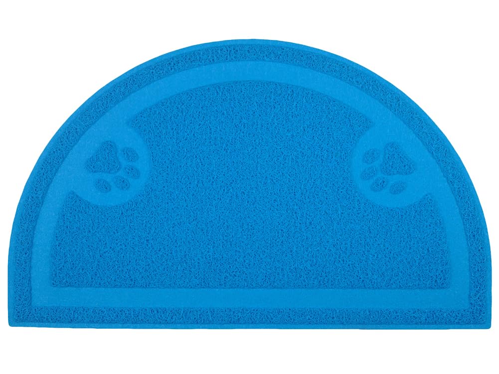 Paw Print Cat Litter Mat, Kitten Litter Mat, Door Mat, Semicircle,60x36cm (Azure)