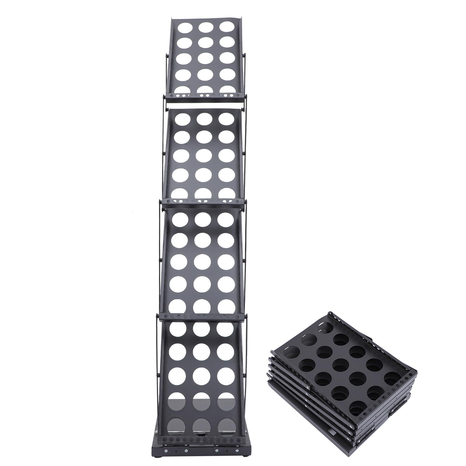 Abaodam Porte-brochures Pliable en Fer Noir, Support Vertical Multi-étages Facile à Ranger, pour Supermarché et Usage Domestique
