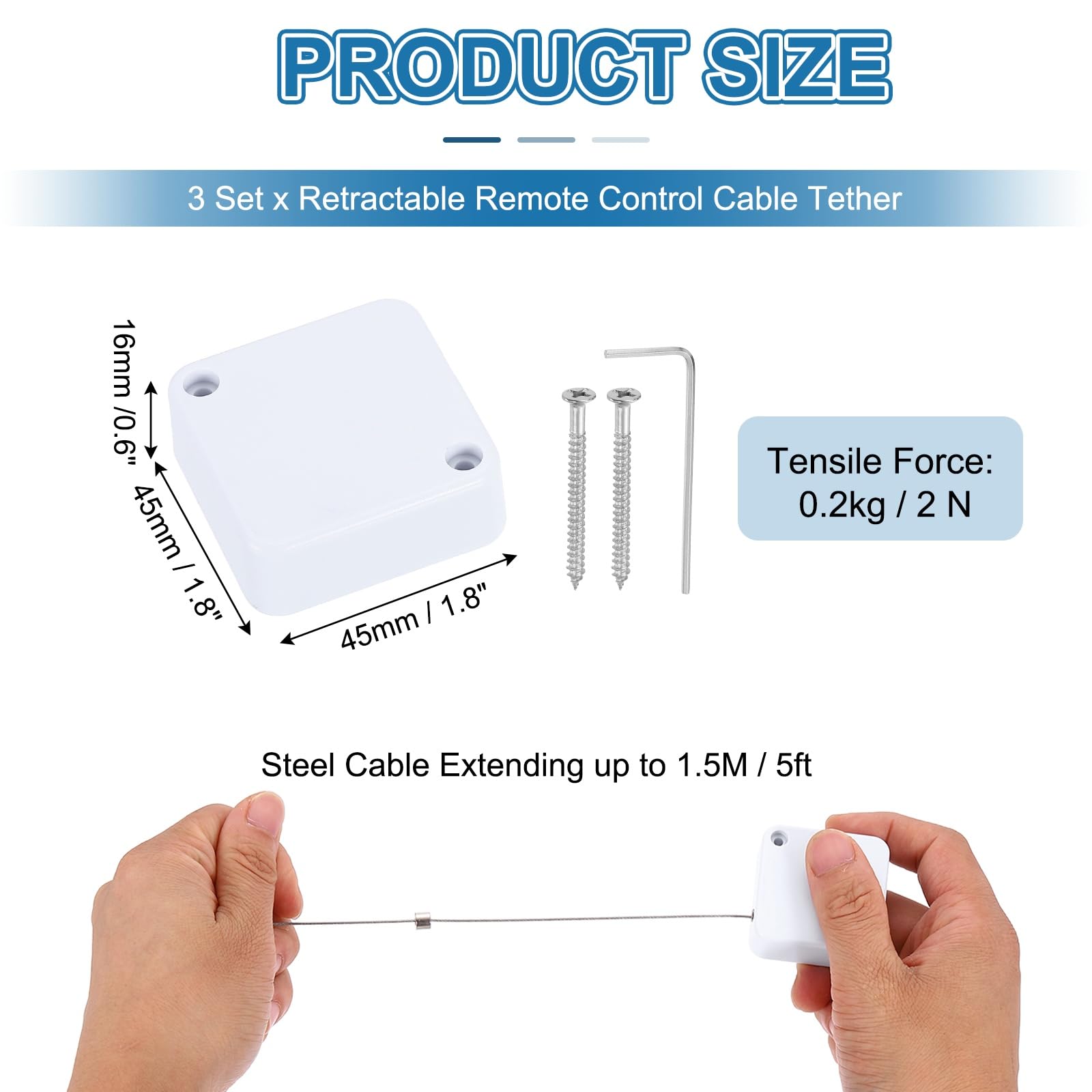 PATIKIL 5ft (1.5M) Retractable Remote Control Cable Tether 2N - Image 2