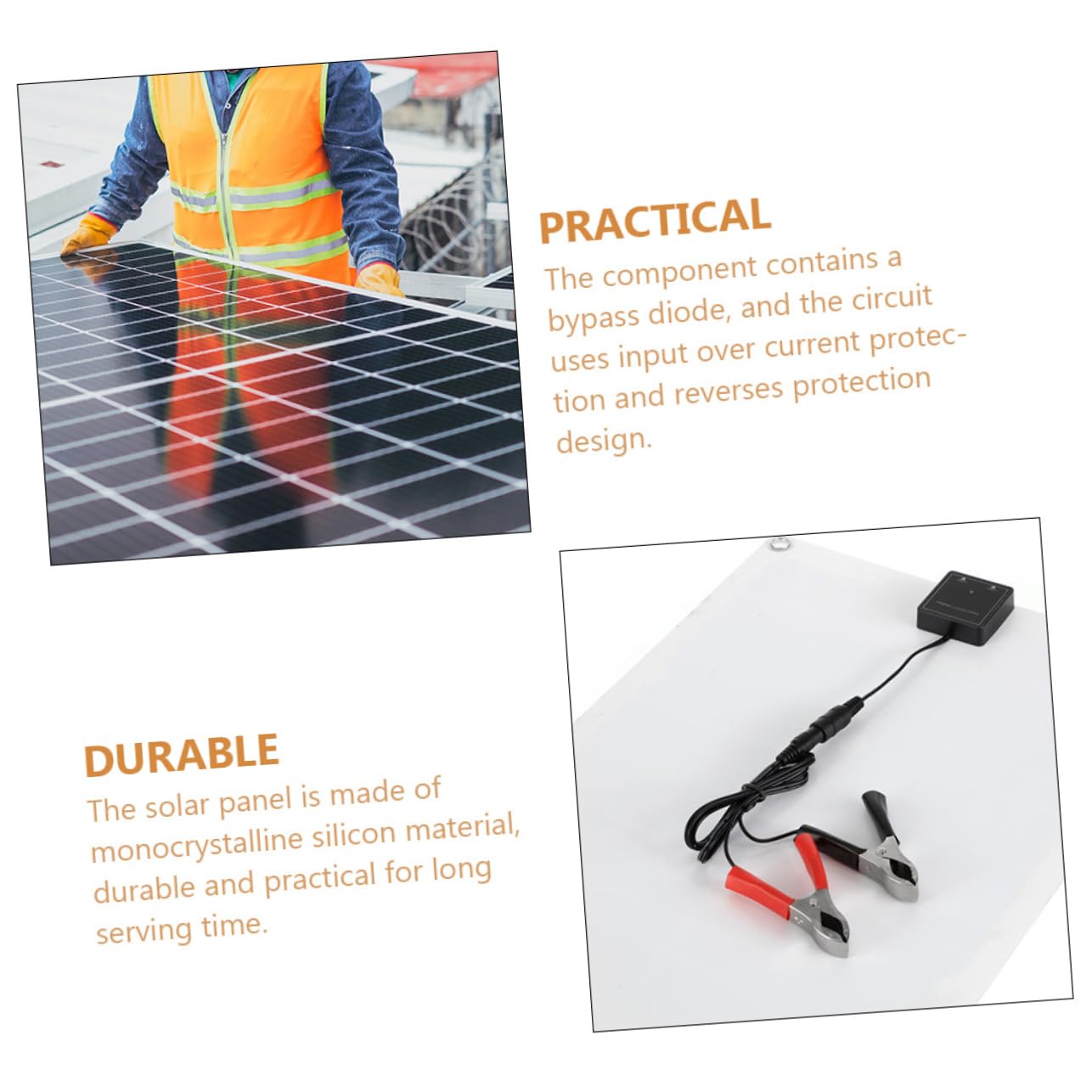 Panneau Solaire Portable 20w 18v avec Clip Batterie, Léger et Polyvalent pour Applications Extérieures et Automobiles