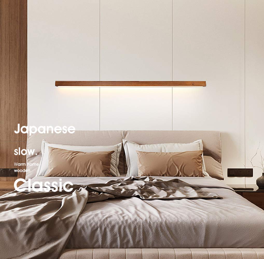 LED Luminaire Mural Long Interieur Bois Acrylique Dimmable Barre Lumineuse Aplique Murale Strip Plafonnier Longue Lampe Miroir Eclairage Lumiere pour Chambre Salon Salle de Bain,80cm