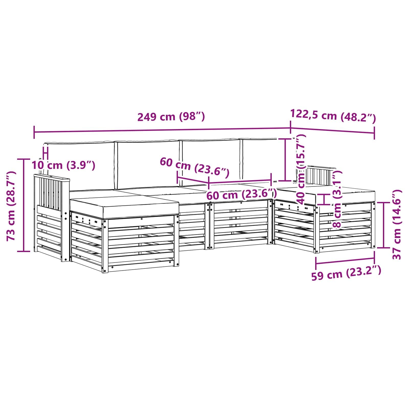 5-częściowy zestaw mebli ogrodowych z litego drewna akacjowego, odporny na warunki atmosferyczne, na taras, balkon i do ogrodu, z modułowym wzornictwem, trwały, łatwy w pielęgnacji