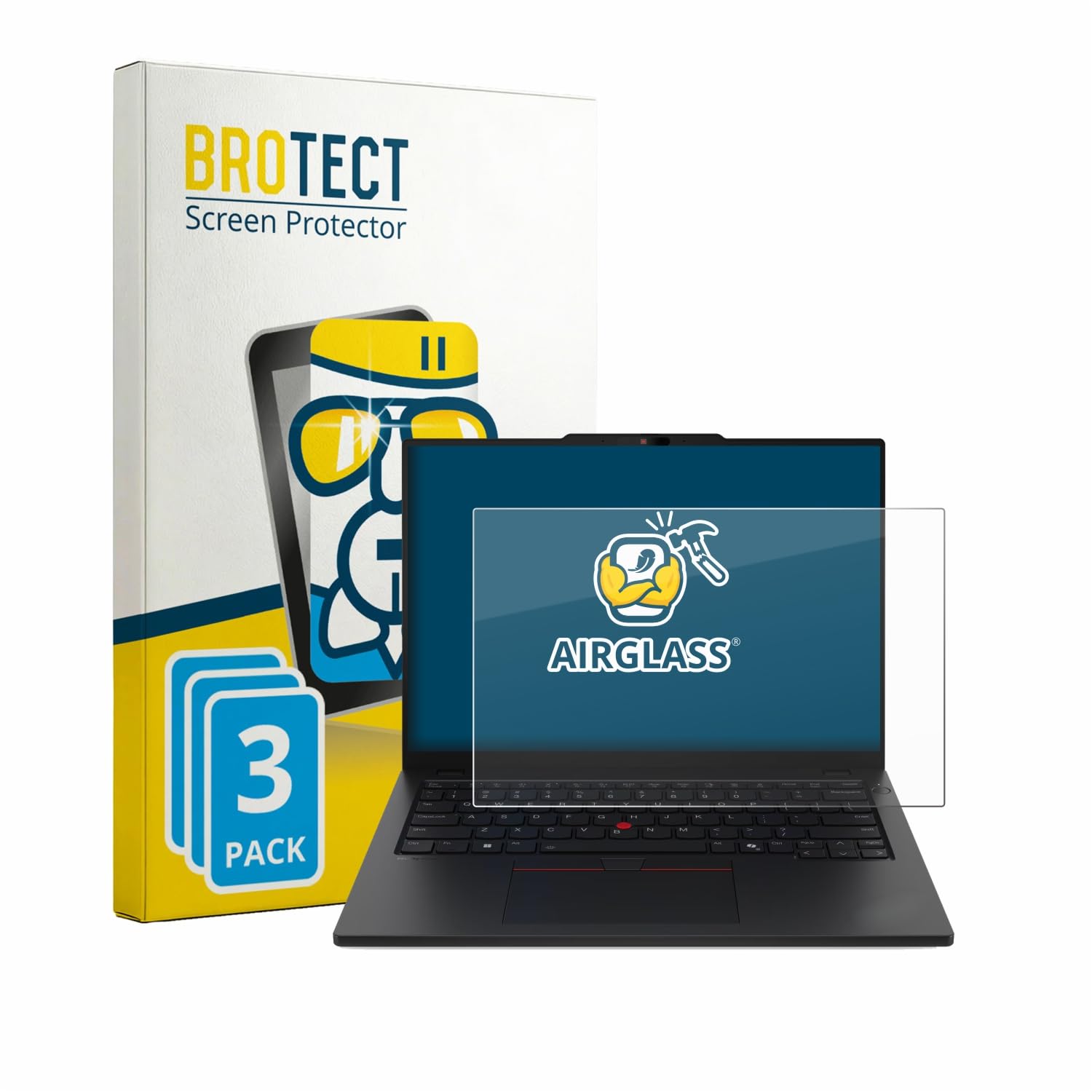 BROTECT Protector Pantalla Cristal para Lenovo ThinkPad L13 Gen 7 Protector Vidrio (3 Unidades) - [Dureza 9H, Anti-Arañazos]