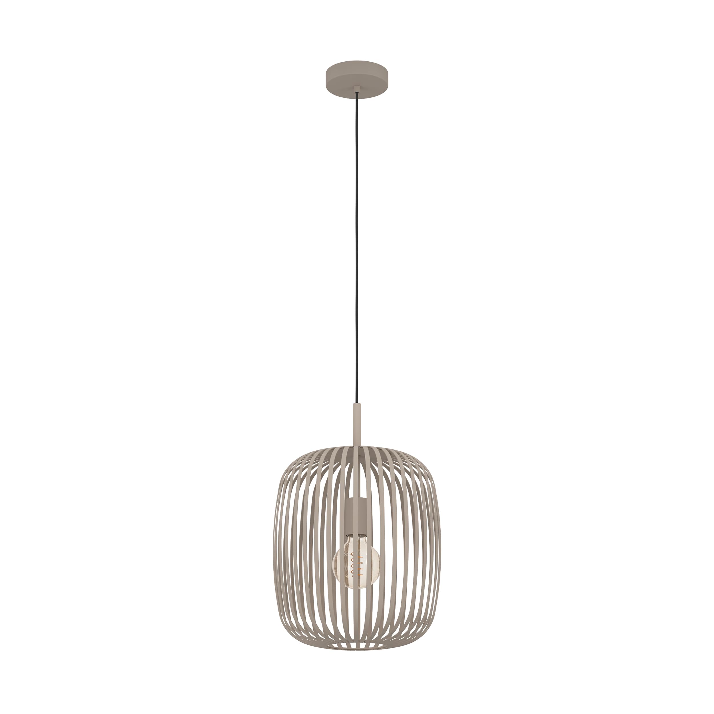 Eglo lampada a sospensione Romazzina, lampada sospesa per tavolo da pranzo a luce singola, illuminazione per sala da pranzo in metallo color sabbia, attacco E27
