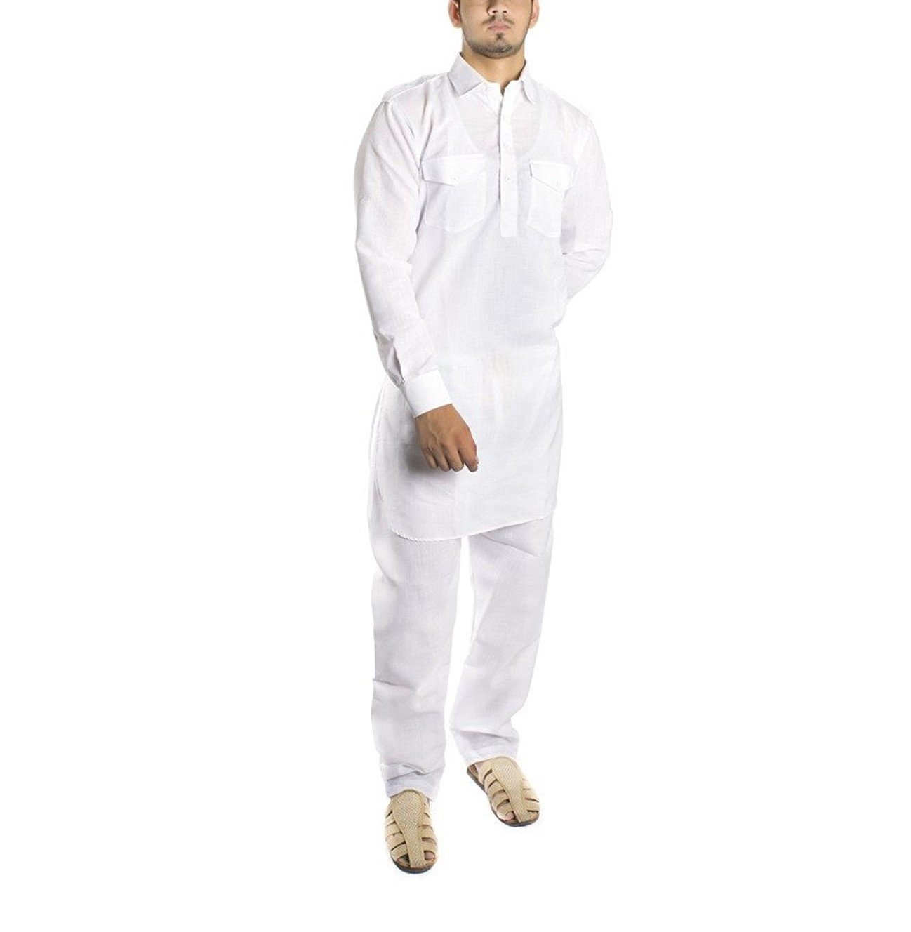 Royal KurtaPalace Men's Ethnic Set Medium White