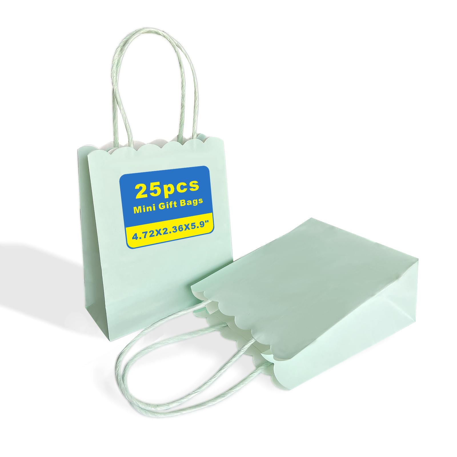 XIAMUY Mini Green Goodie Bags 4.7x5.9x2.3 Inch 25Pcs For Party Favor, Gifts