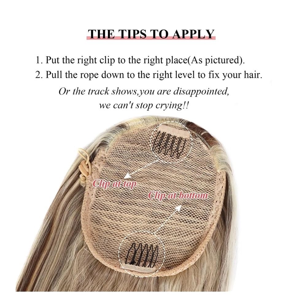 Extensions Haar Highlight Blonder langer Pferdeschwanz 120G Clip-In Haarverlängerungen Kordelzug Glatt Clip In 100% Echthaarverlängerungen #P8/613 Haarpflege(20inch)