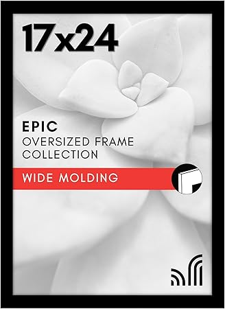 Americanflat 17x24 Picture Frame with Polished Plexiglass - Black Picture Frame - Wide Photo Frames Made of Engineered Wood for Vertical or Horizontal Wall Display - Epic Collection - Black