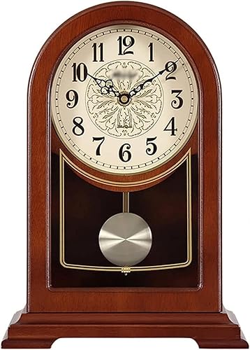 Reloj de repisa, reloj de repisa retro con péndulo, silencioso reloj de escritorio decorativo que funciona con pilas, utilizado para decoración de