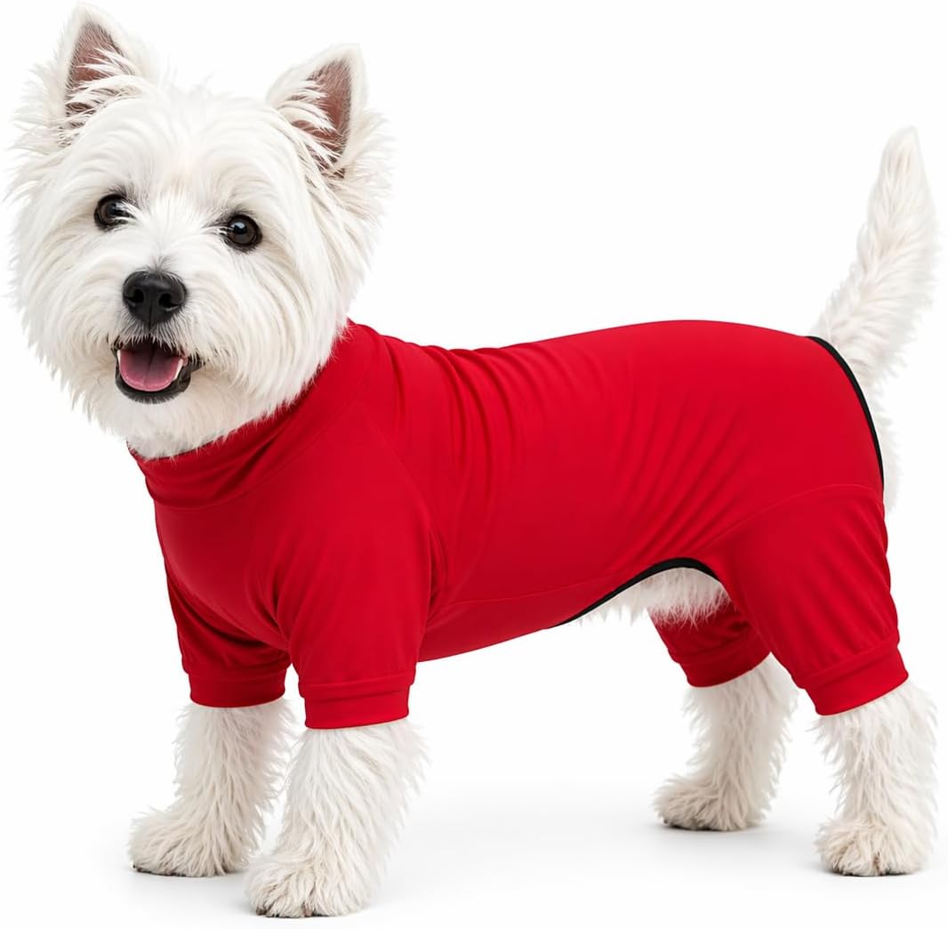 LoveLongLong Jumpsuit para Perros con Protección UV Rojo M