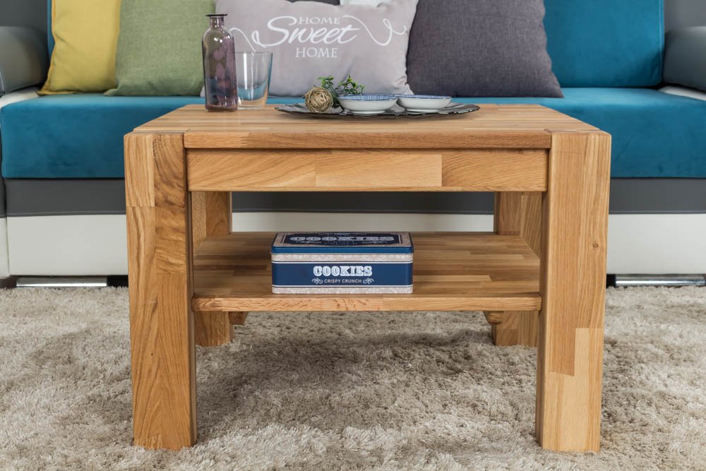 Couchtisch Wooden Nature 123 Eiche massiv - 45-65 - 65 cm (H - B - T)