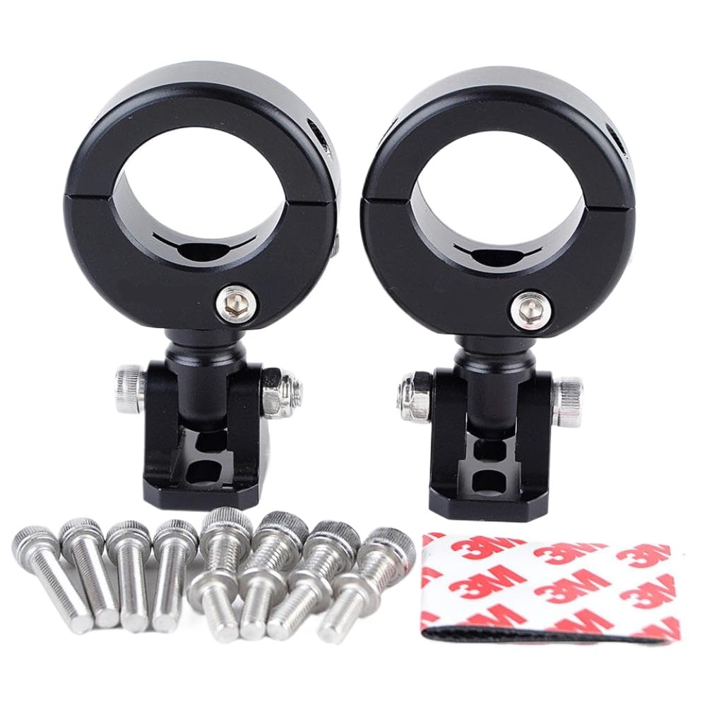 Soporte de luces auxiliares para faros delanteros, soporte de lámpara antiniebla para barra de 28 a 32 mm, compatible con accesorios de luz delantera para motocicleta Cafer Racer (negro)