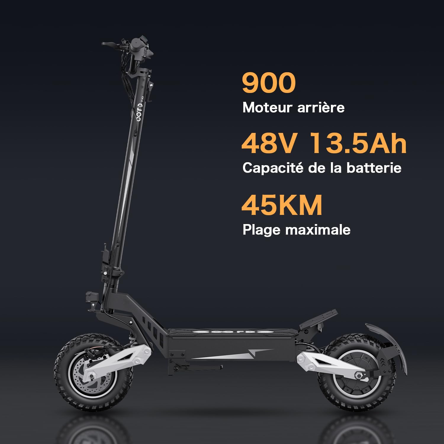 RAYI T10 Trottinette Électrique Adulte Puissante 500W, 48V 13.5Ah, 35-49km Autonomie, 11" Tout Terrain, Pliable, Freins à Disque, IP54