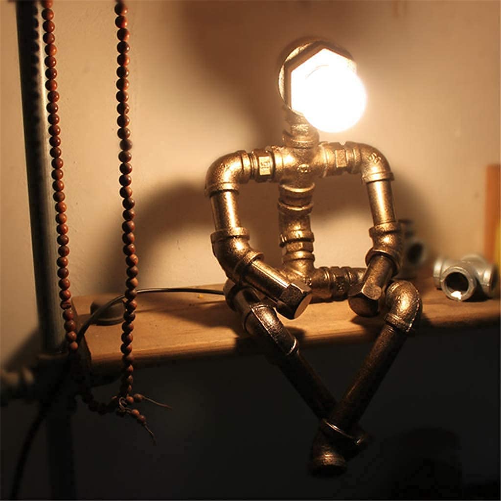 Lampada da tavolo vintage Lampada da tavolo per robot industriale in ferro retrò Lampada da tavolo Steampunk,Applica aBar, Caffetteria, Comodino, Camera da Letto