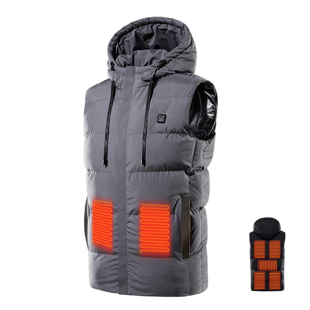 Kamizelka termiczna, 7 Ogrzewanie strefowe Outdoor Camping Piesze wycieczki Wędkarstwo Ciepłe zimowe ubrania męskie Elektryczny grzejnik USB Kurtka termiczna, niebieska, 5XL(Gray,4XL)