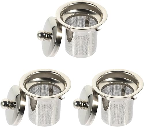 Hemoton 3 piezas de colador de té con tapas infusor de té de acero inoxidable filtros de té de repuesto de tetera de metal colador de malla